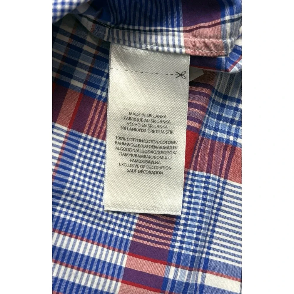 Polo Ralph Lauren Custom Fit Stretch Plaid Shirt Men's Medium Red Blue Cotton
